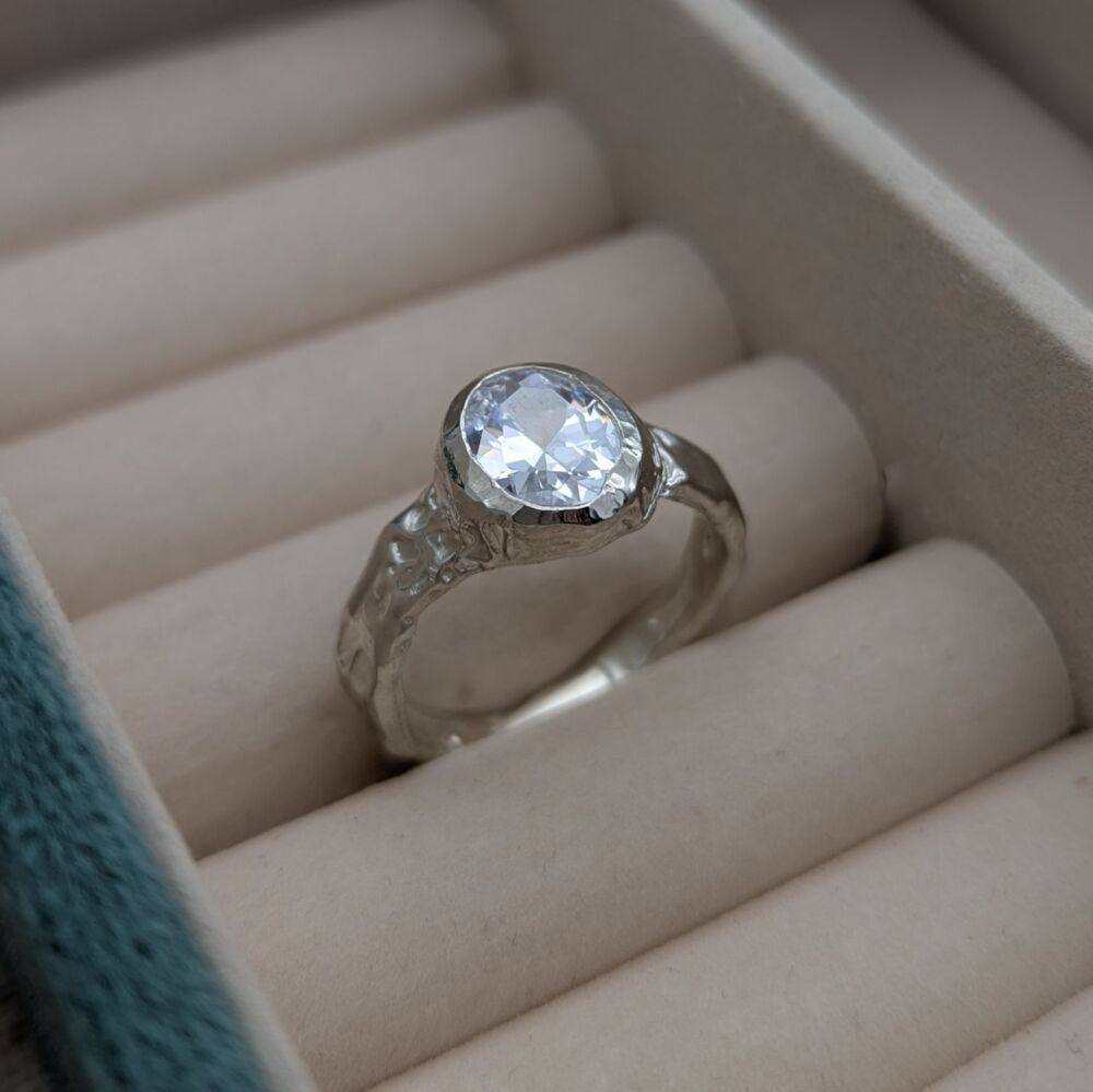 The Molten Gem Ring | Silver & CZ gemstone Ring