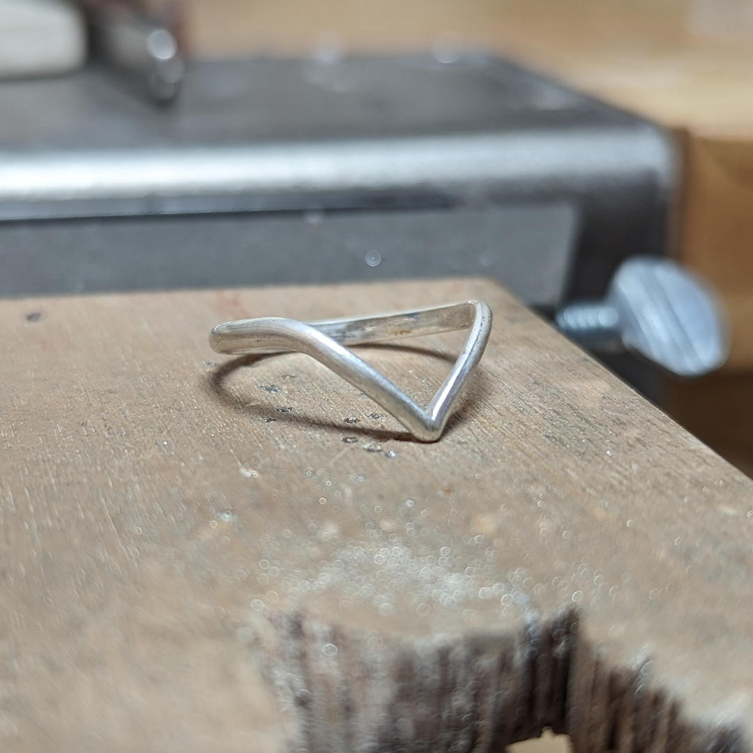 wishbone ring in the making process