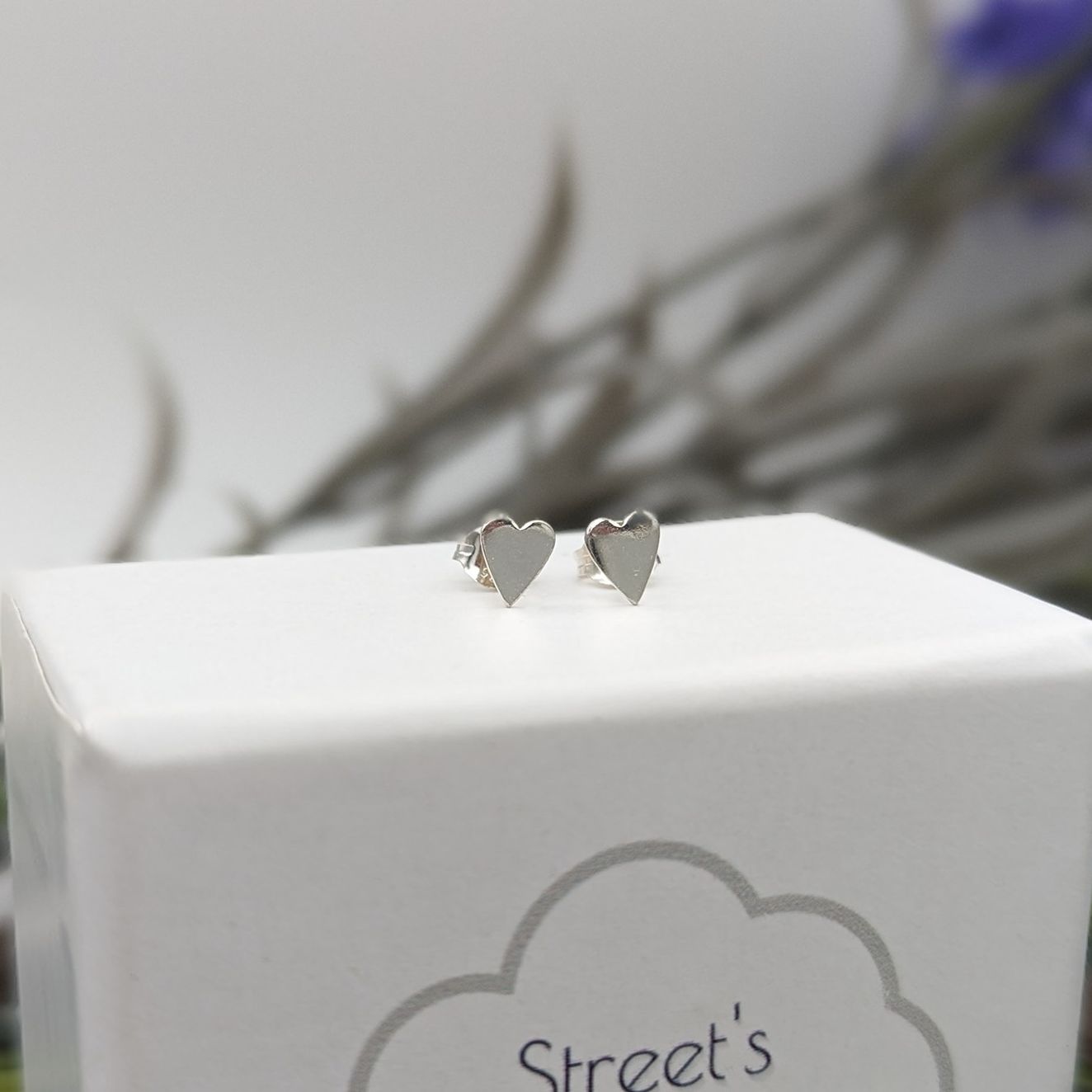 Silver heart stud earrings