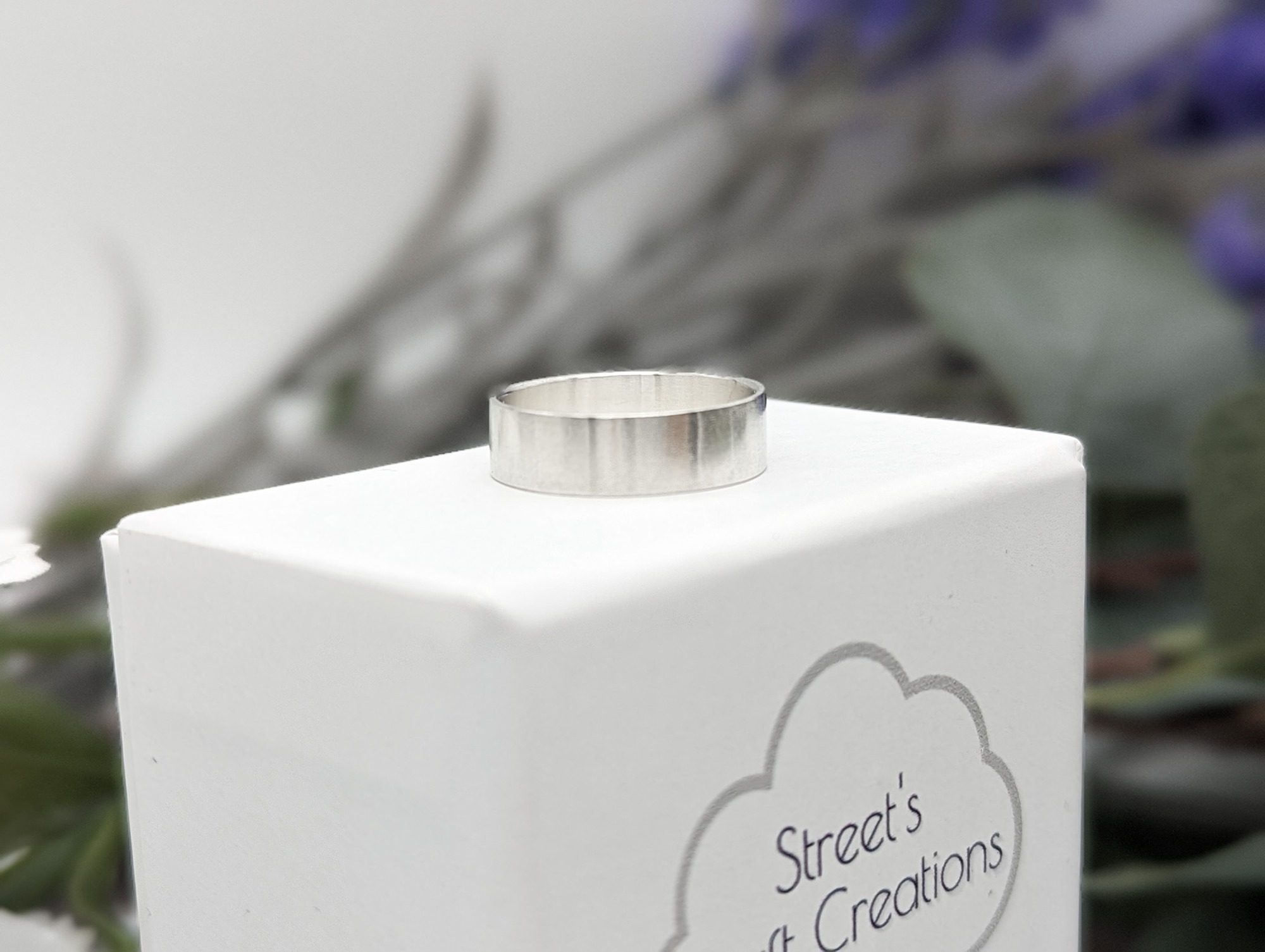 Brushed satin finish sterling silver wide ring