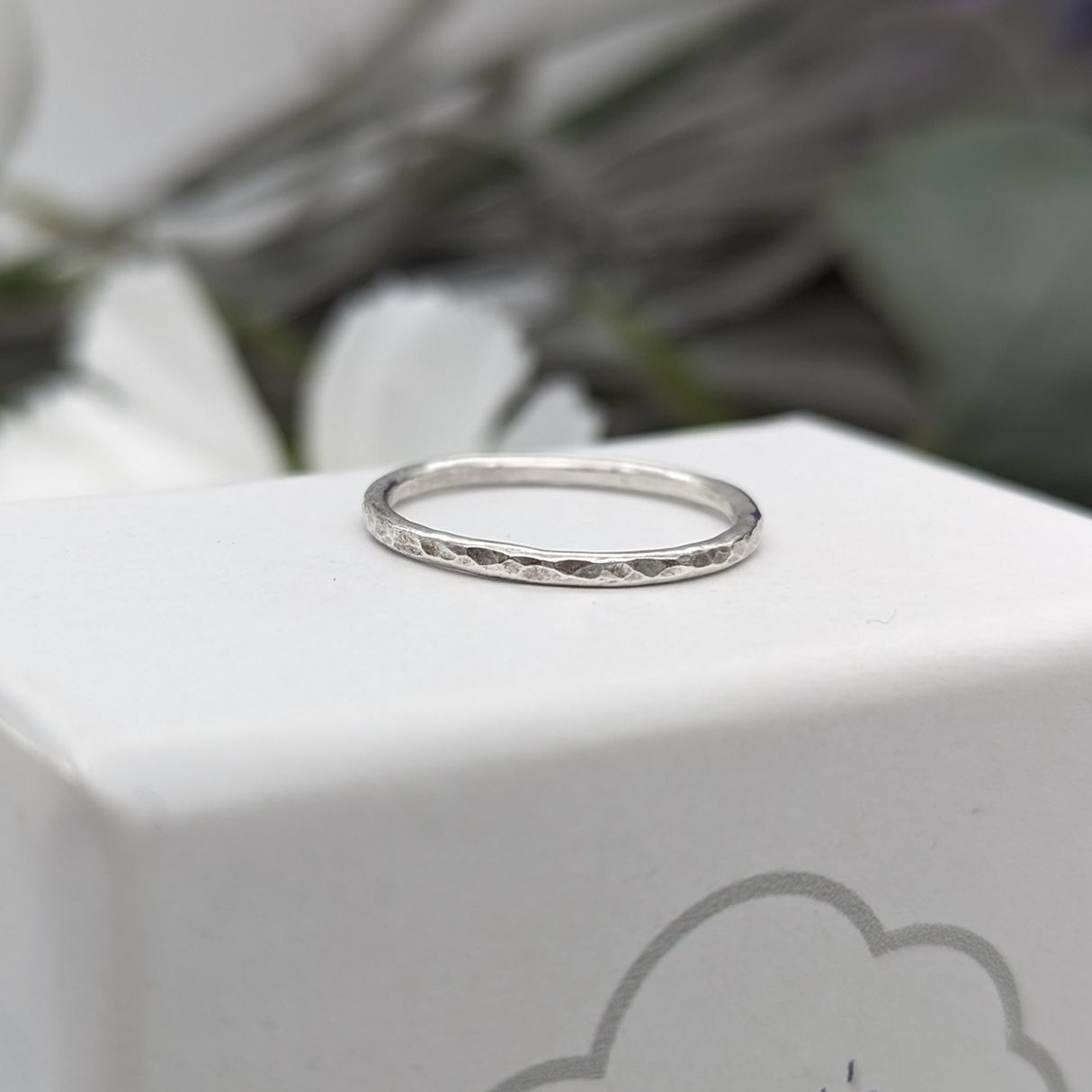 Silver Textured Stacking Ring