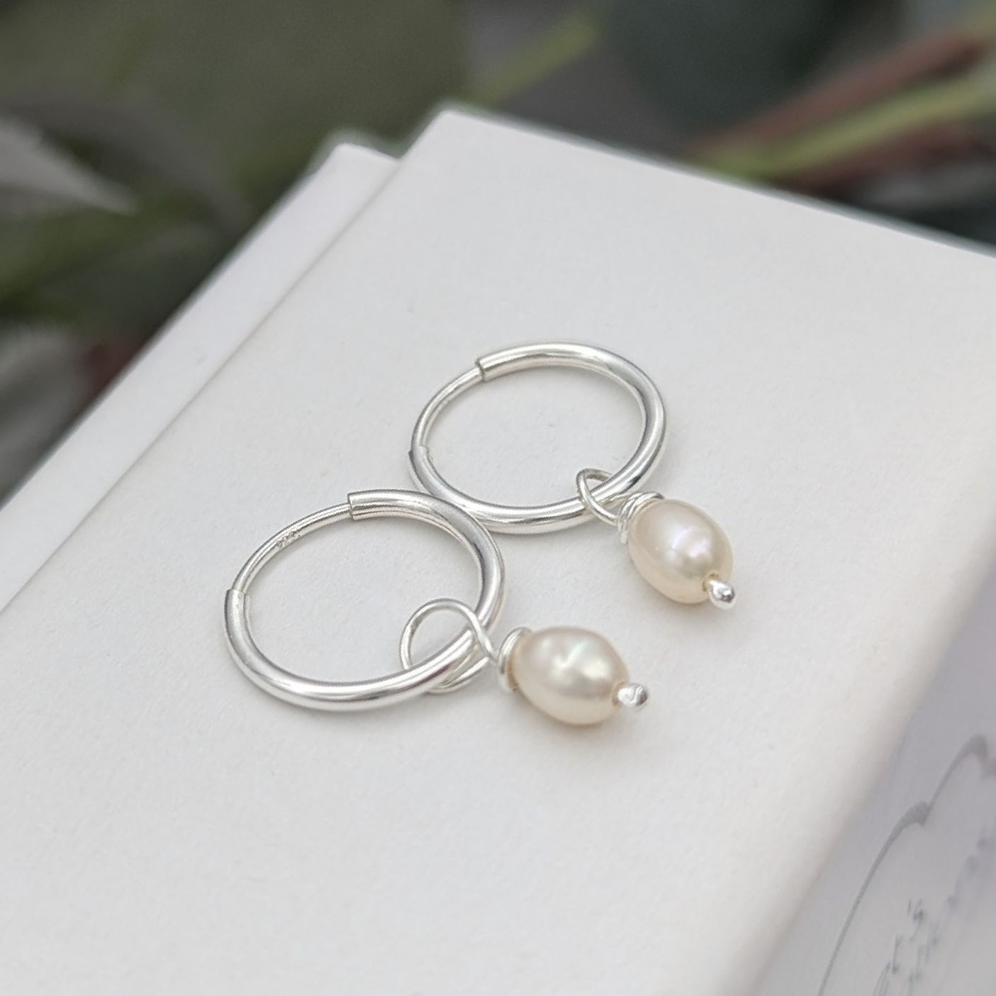 Rice Pearl Hoop Earrings