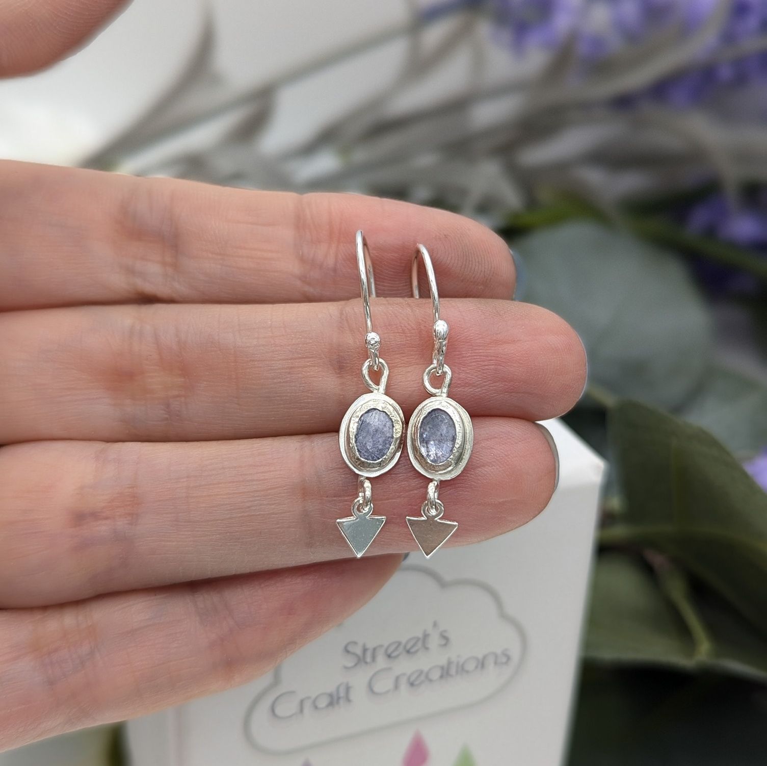 Tanzanite geometric earrings