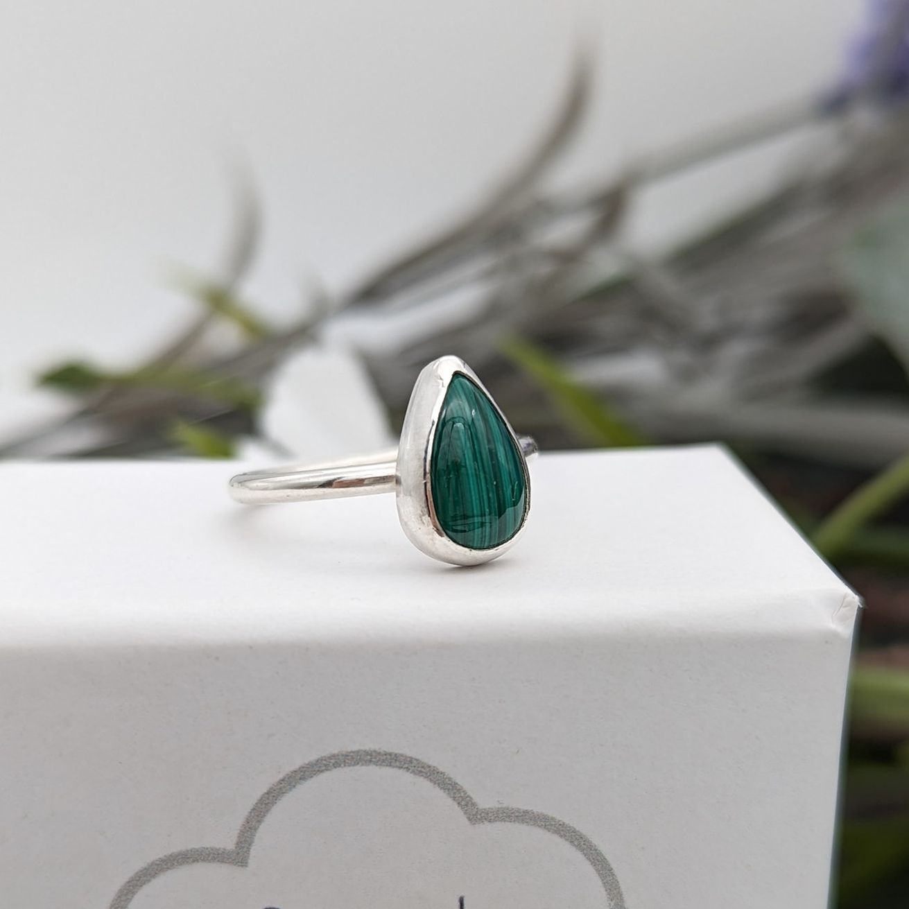 Malachite sterling silver ring
