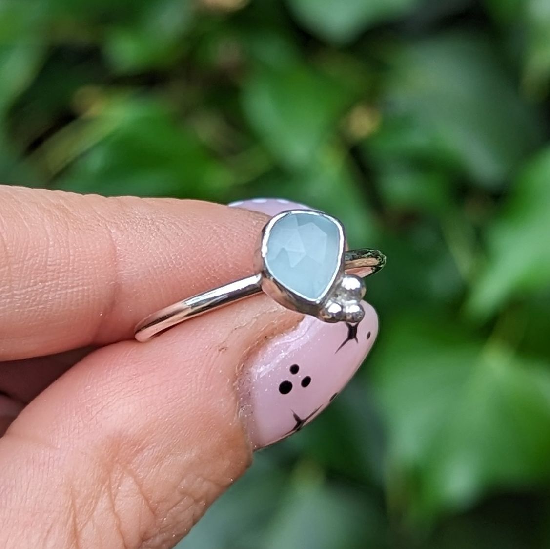Aquamarine and silver ring