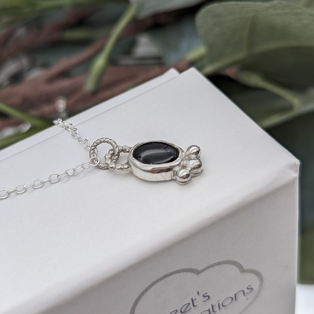 silver and black onyx necklace