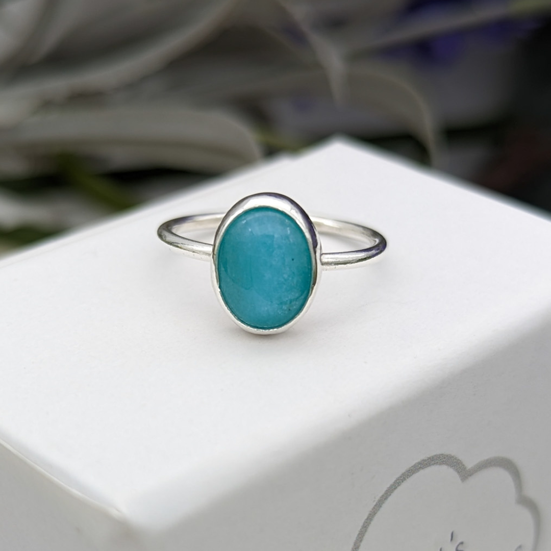 Silver & Amazonite gemstone ring