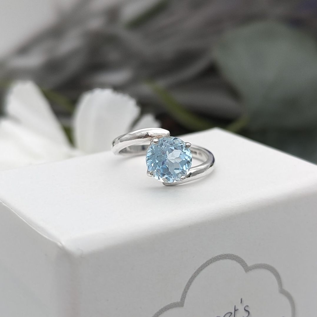 Sky blue topaz and silver ring
