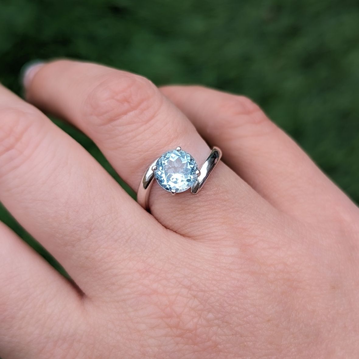 Sky blue topaz and silver ring