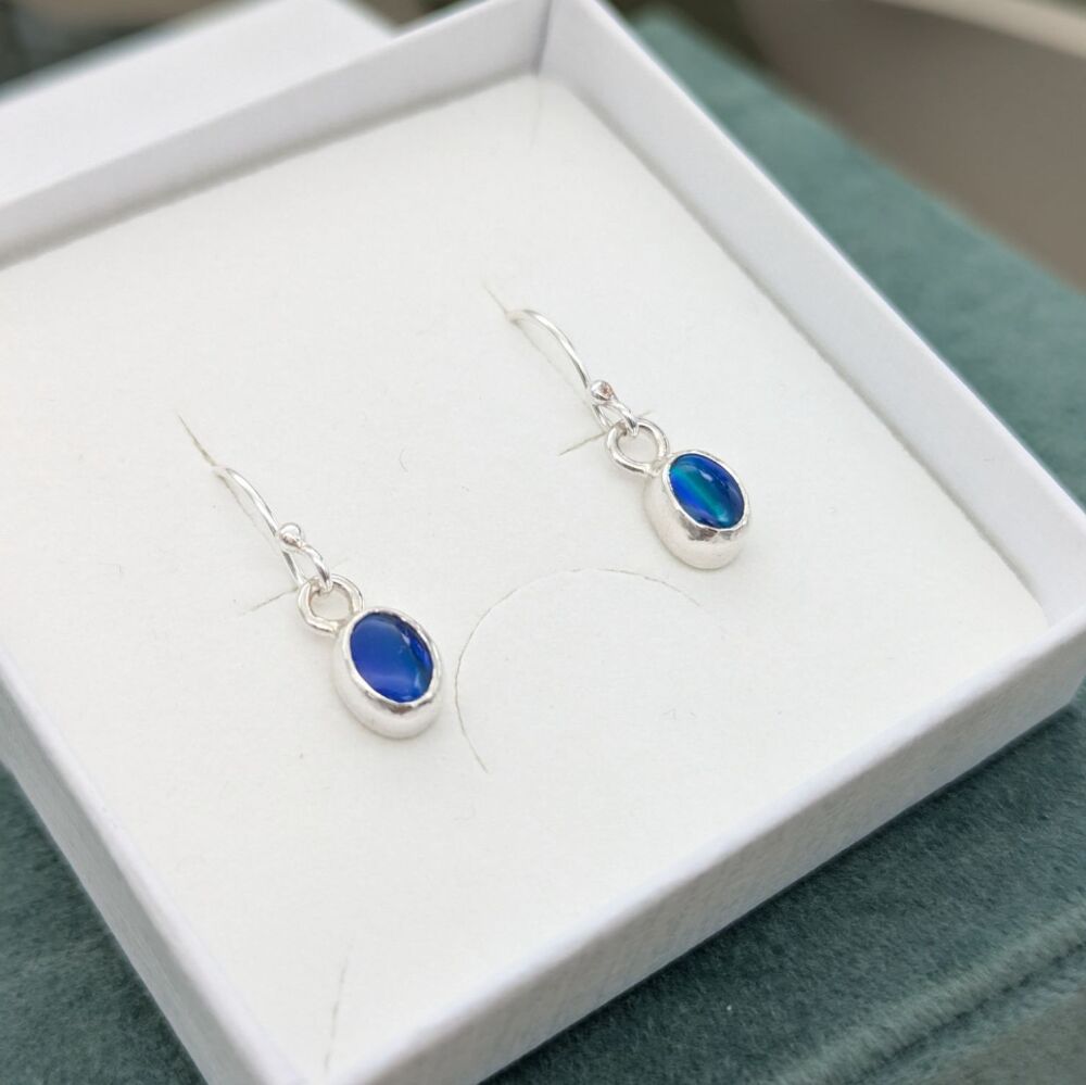 Aurora Opal Earrings - Ocean Blue | Silver Earrings