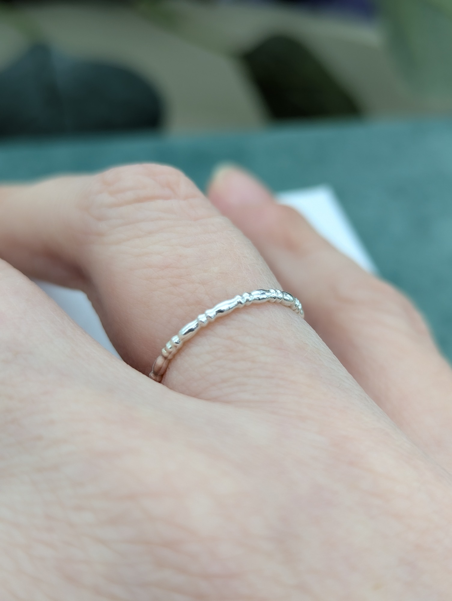 Handmade sterling silver decorative stacking ring