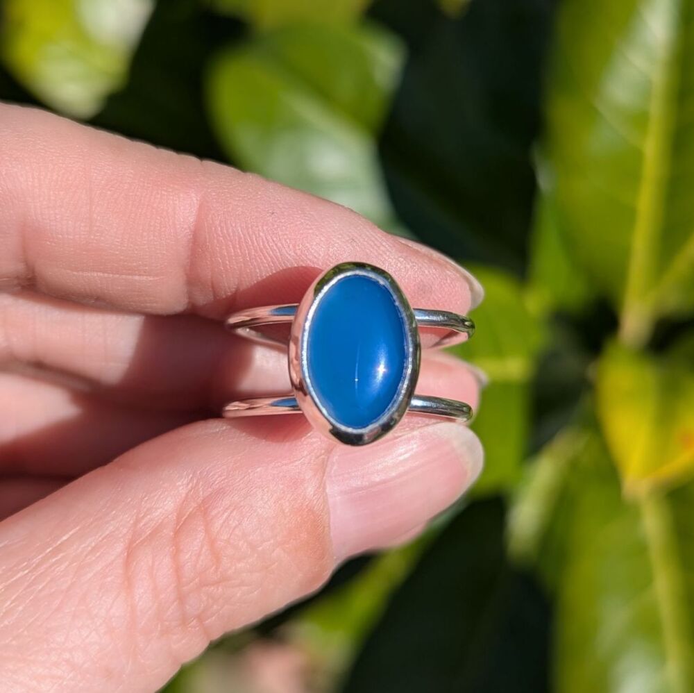 Bespoke Silver and Blue Onyx Ring - Created for a Client