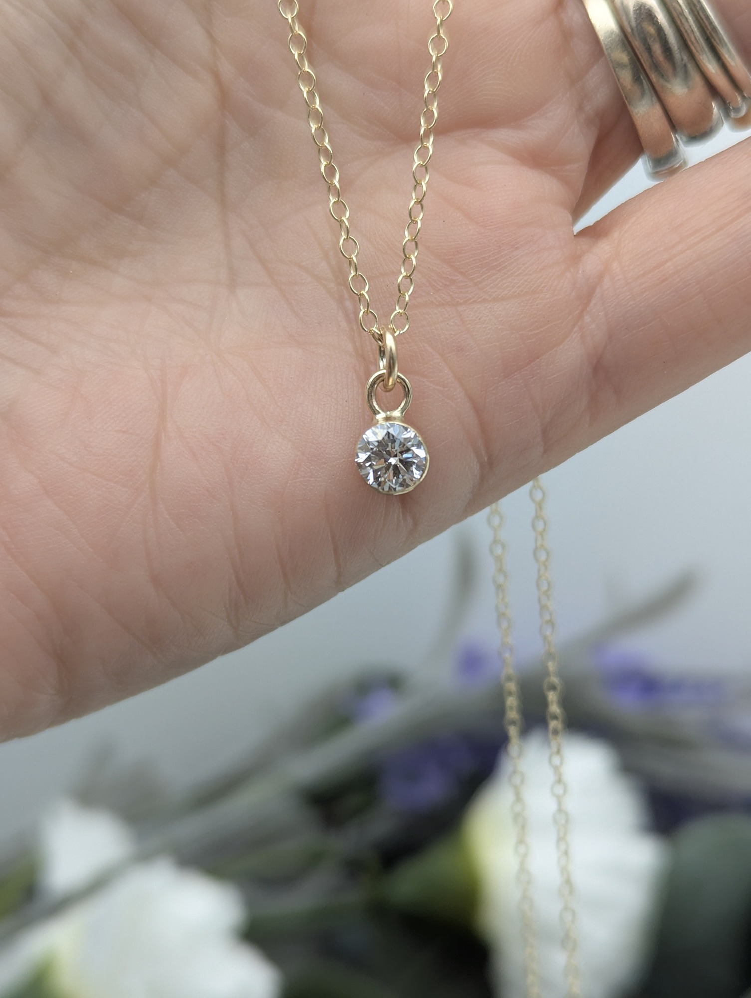 Handmade diamond and gold necklace