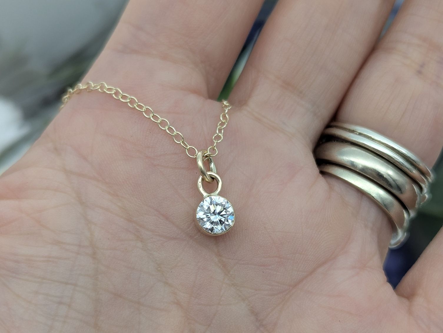 April diamond birthstone necklace