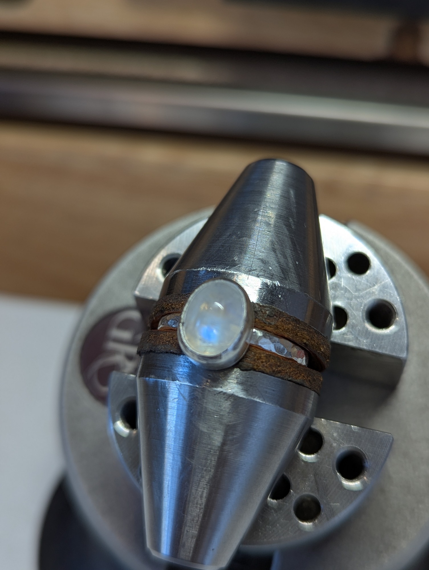setting the moonstone in to the ring