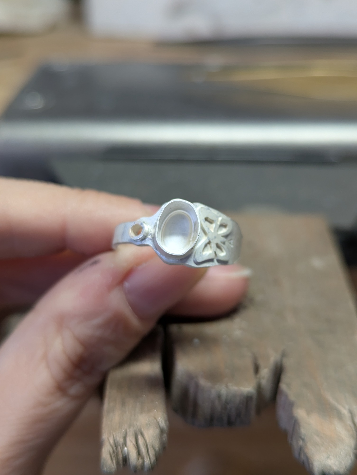 work in progress of a bespoke ashes ring