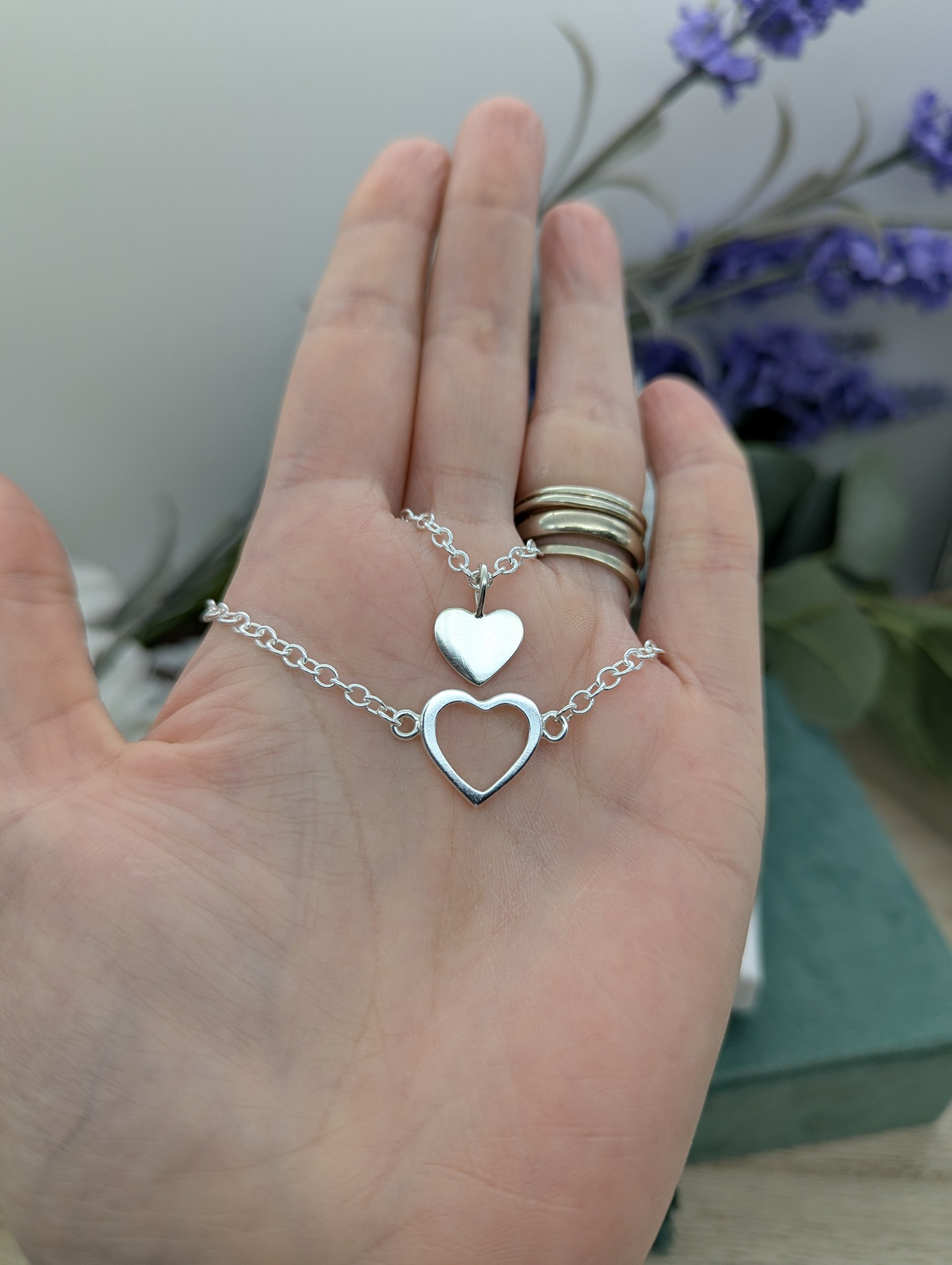 Mum and me handmade silver jewellery set