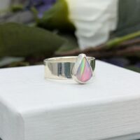 Flashy Aurora Opal and sterling silver one of a kind ring