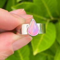 A hand crafted sterling silver and Aurora Opal ring
