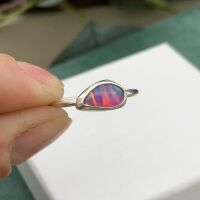 Close up of the Aurora Opal sterling silver ring