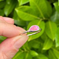 flashy pink Aurora Opal sterling silver handmade ring