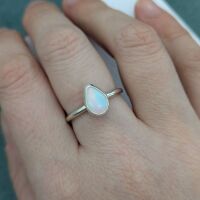 One of a kind sterling silver Aurora Opal ring
