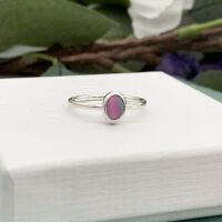Handmade sterling silver Aurora Opal oval ring