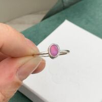 Handmade Oval Aurora Opal and sterling silver ring