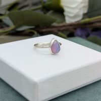 Teardrop shaped sterling silver Aurora Opal Ring