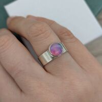 Handmade sterling silver Aurora Opal ring 