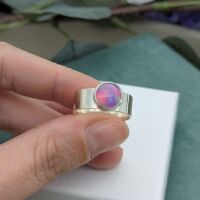 Aurora Opal set in recycled sterling silver 
