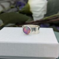 Handmade sterling silver and Aurora Opal statement ring