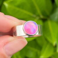 Handcrafted sterling silver chunky Aurora Opal ring