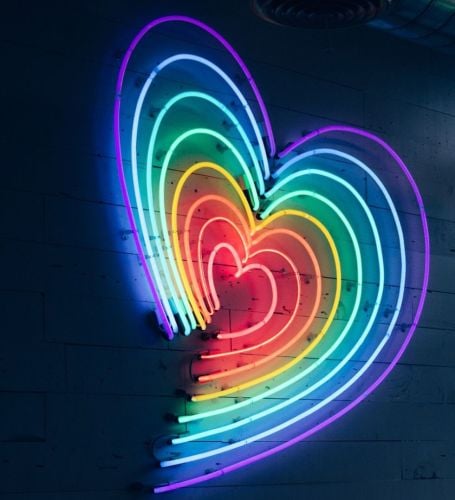 neon concentric hearts