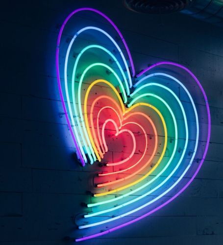 neon concentric hearts