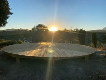 yoga deck at sunrise