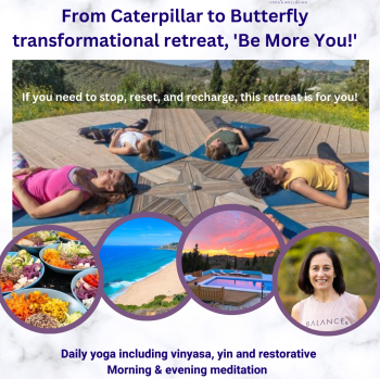 3a. Caterpillar to Butterfly Transformational Retreat with Sally Harper - 30th April to 5th May Yoga and Meditation to help you be more you!
