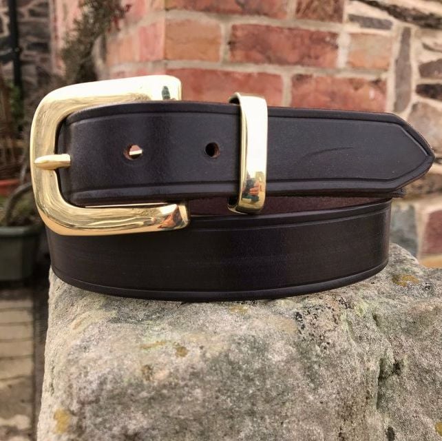Leather Belt With Flat West End Buckle - From