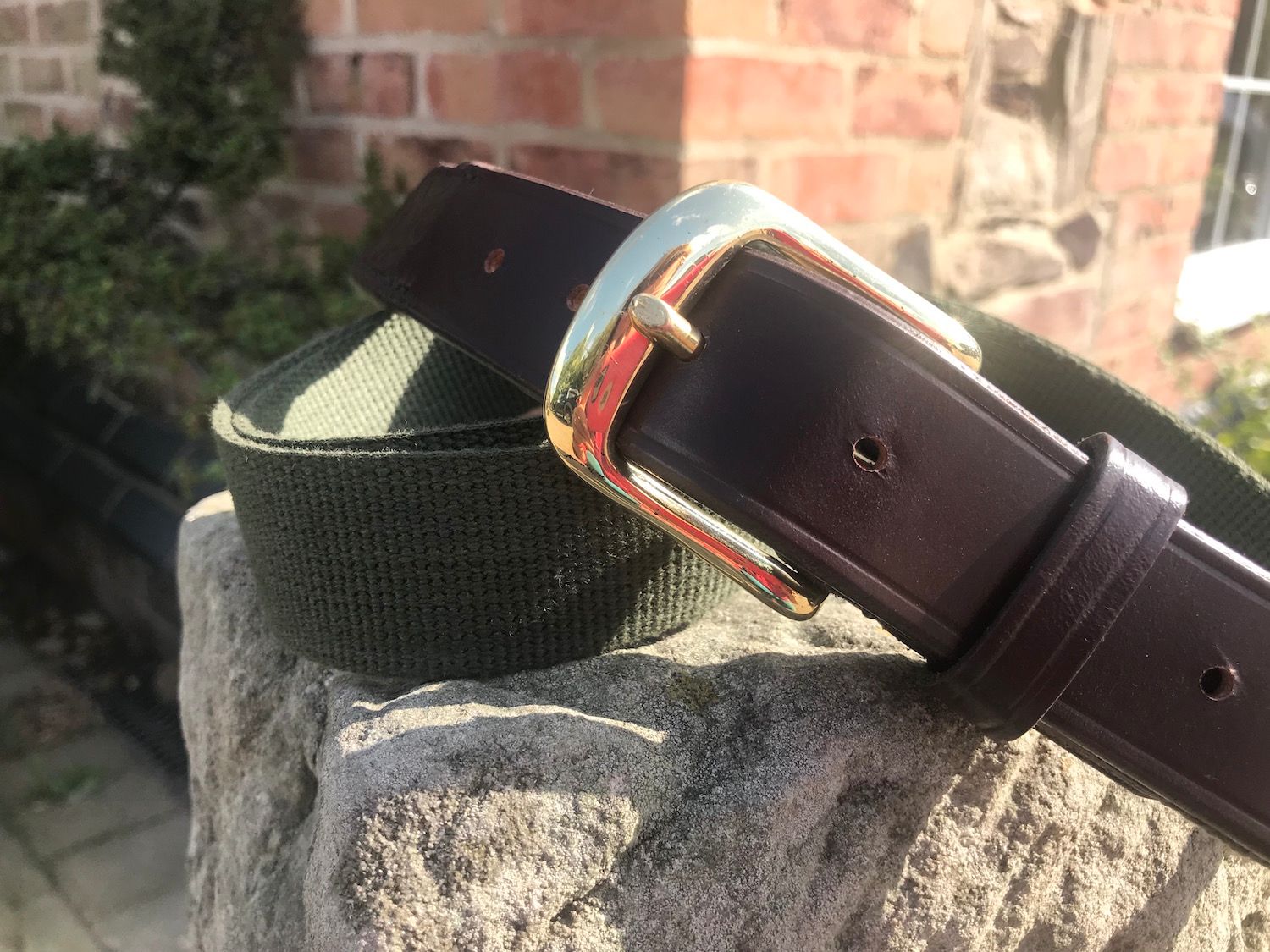 cotton webbing and leather belt