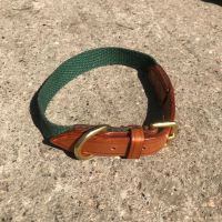 ENGLISH BRIDLE LEATHER AND WEBBING COLLAR