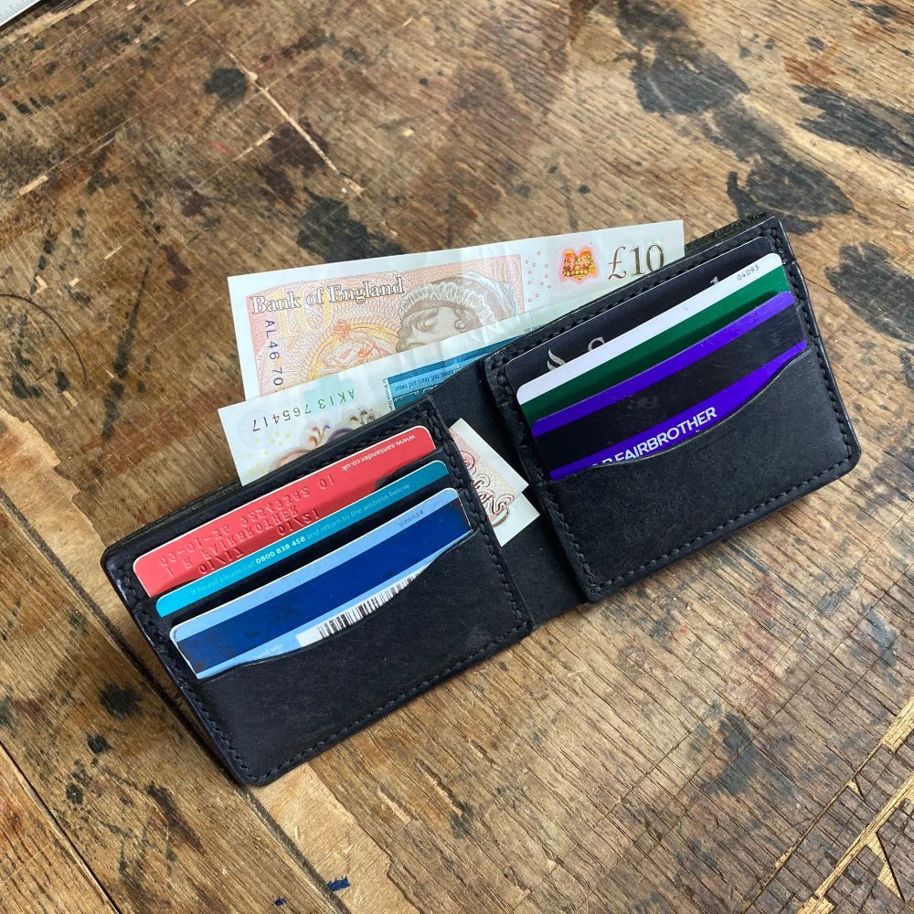 Black Hand Stitched Italian Leather Wallet