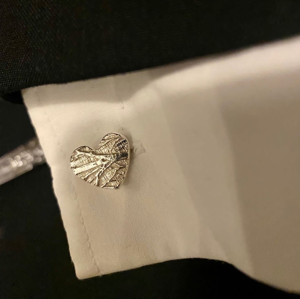 Silver Birch Heart shaped Cufflinks