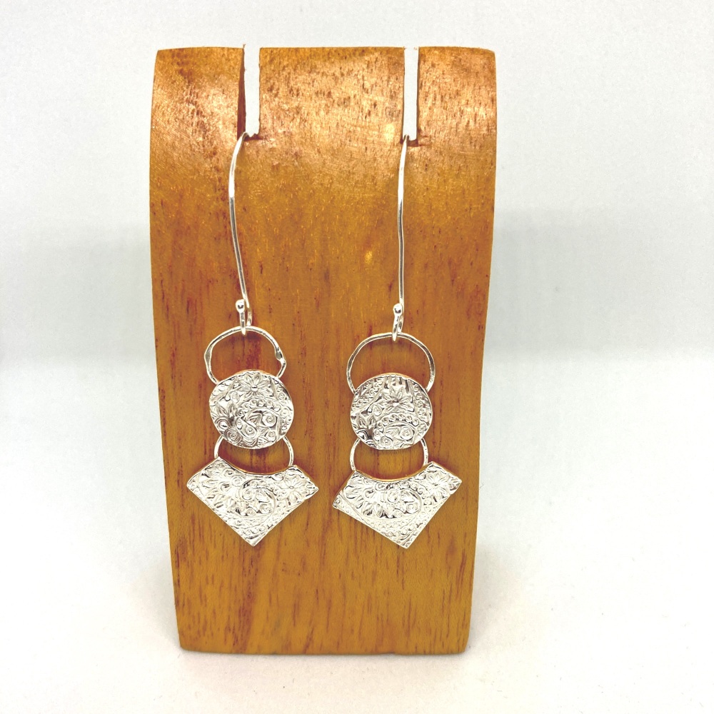 Solid silver statement earrings- Aztec Earrings