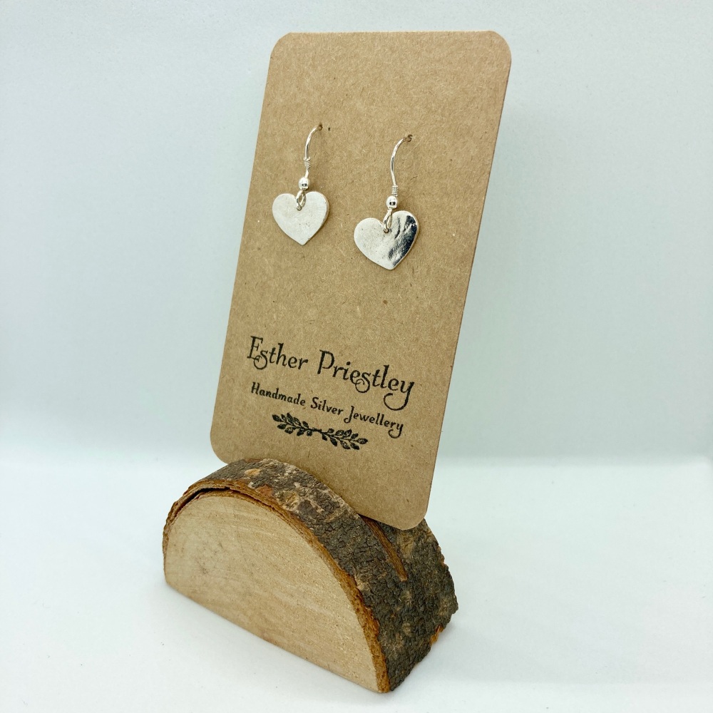 Silver Heart Drop Earrings