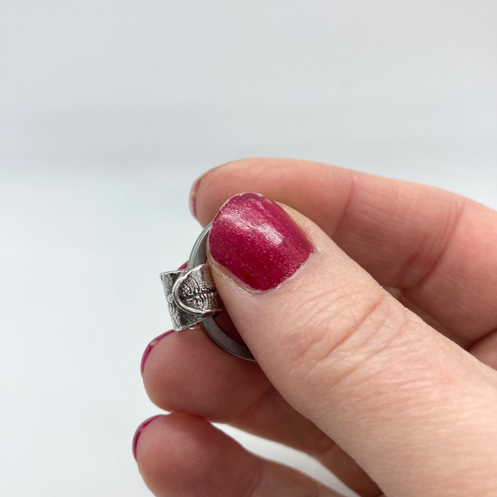 Silver Bead Key ring/ Leaf charm