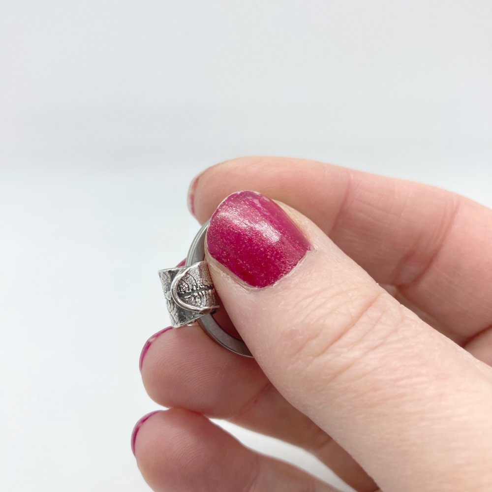 Silver Bead Key ring/ Leaf charm