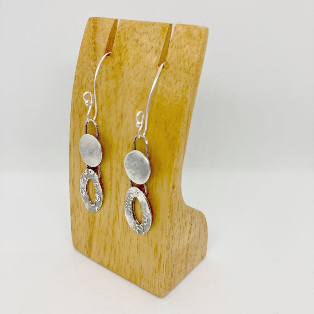 Handmade Silver Dangly Earrings - Statement Piece -Christmas Gift Idea