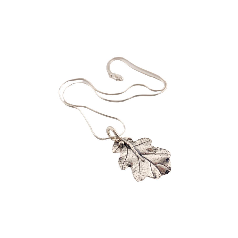 Large Oak leaf necklace - handmade from solid silver using a real oak leaf complete with sterling silver chain