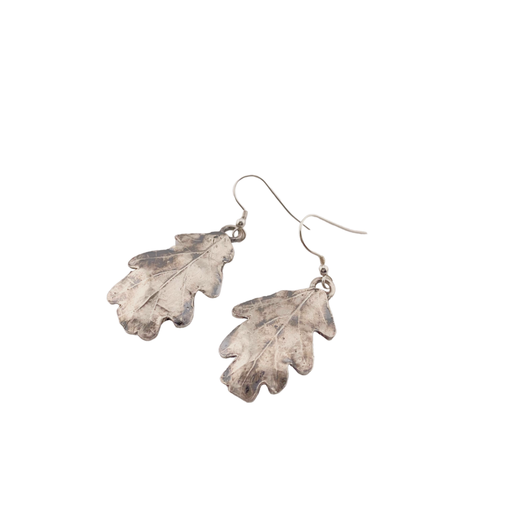 Handmade solid silver Oak leaf earrings - created using real leaves, a truly unique botanical creation - perfect for anyone who loves  nature.