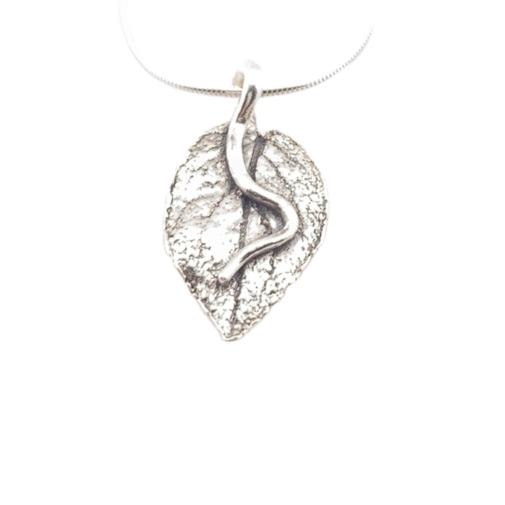 Mini solid silver leaf necklace - created using a real leaf complete with sterling silver chain